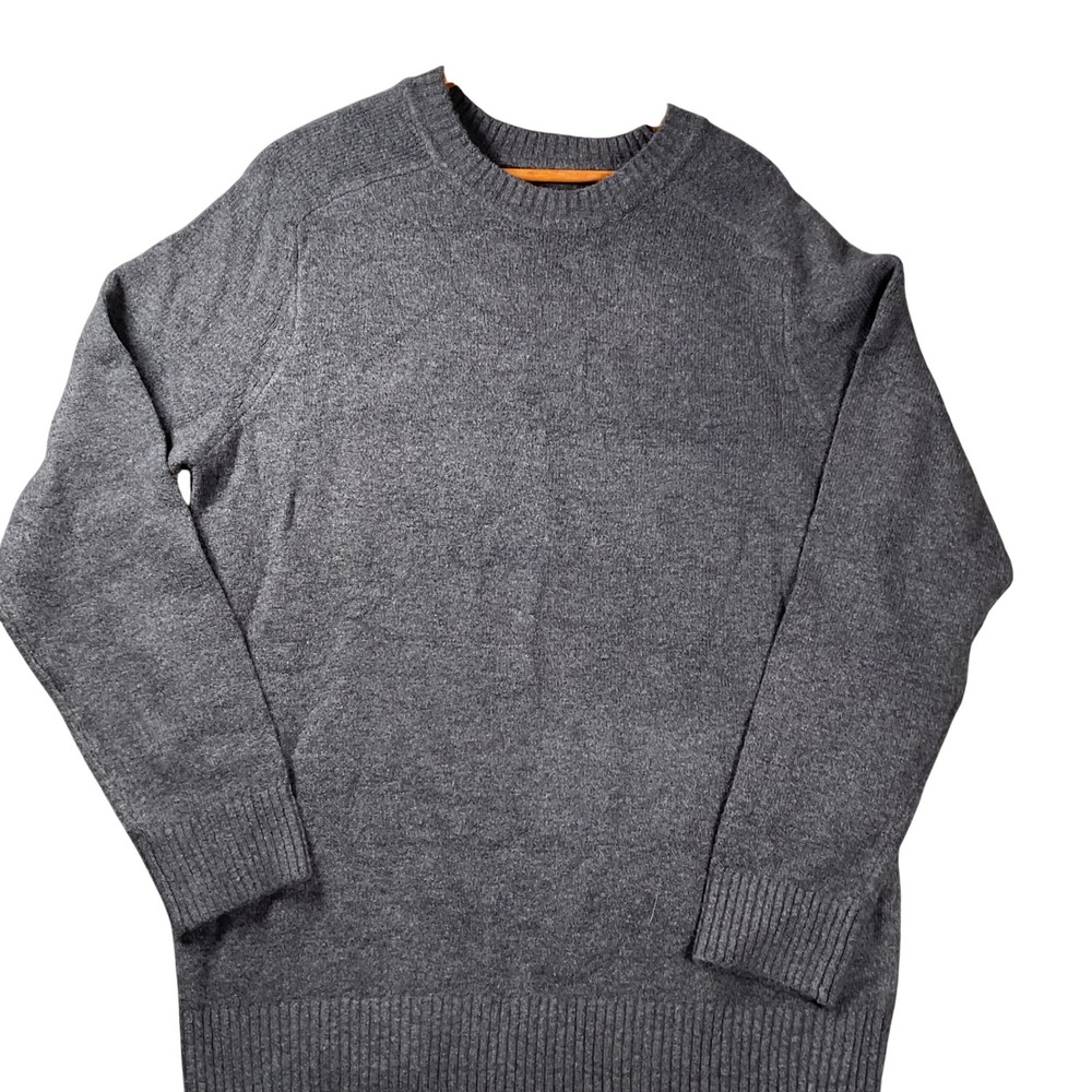 Gap Crewneck Sweater Mens Medium Gray Wool Blend Ribbed Knit Long Sleeve